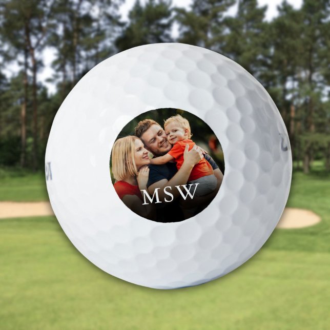Pelotas De Golf Foto y monograma personalizados (Personalized Photo and Monogram Golf Balls)