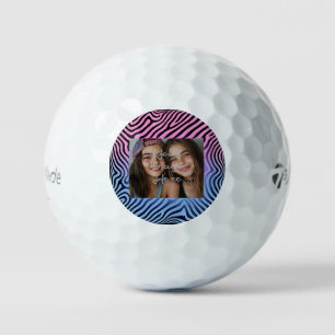 Pelotas De Golf Fotograma de foto de zebra de gradiente azul rosad