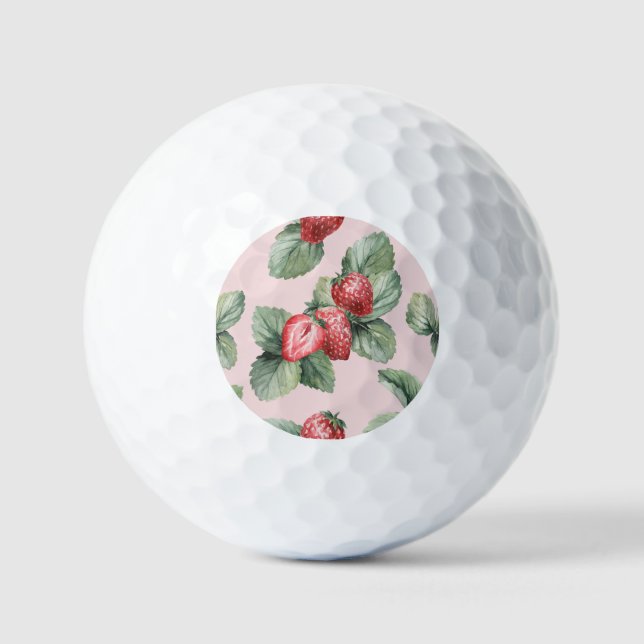 Pelotas De Golf Fresas maduras para el verano: rosa acuarela (Anverso)