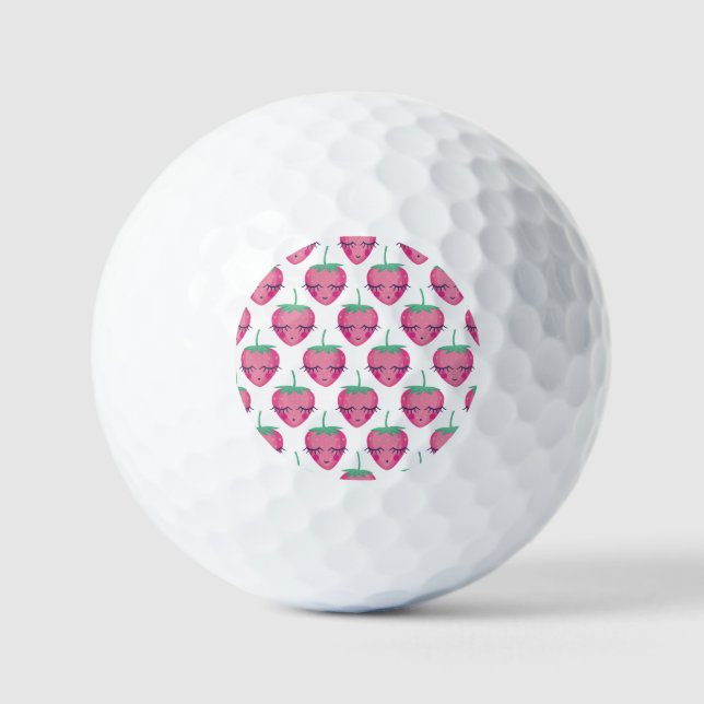 Pelotas De Golf Fresas sonrientes para dormir, lindo patrón. (Anverso)