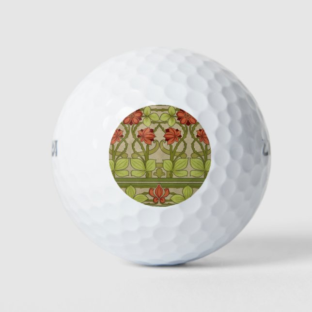 Pelotas De Golf Frieze Border Art Nouveau Floral (Anverso)