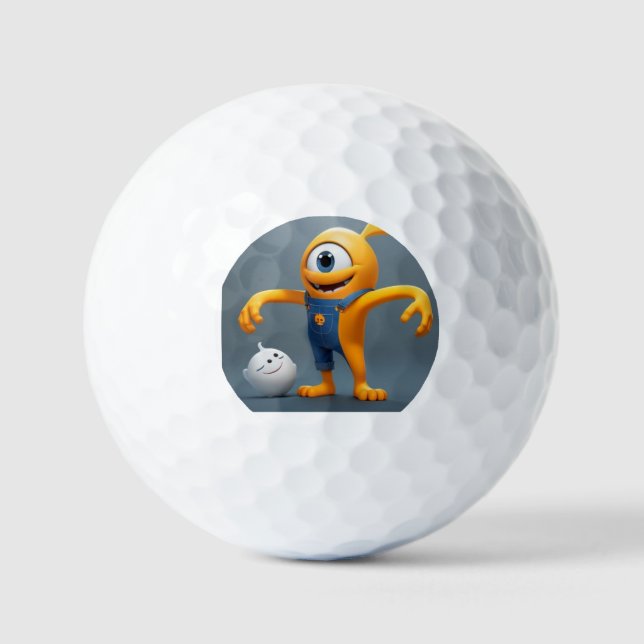 Pelotas De Golf „Fröhliches Einaugenmonster mit Geisterfreund“ (Anverso)