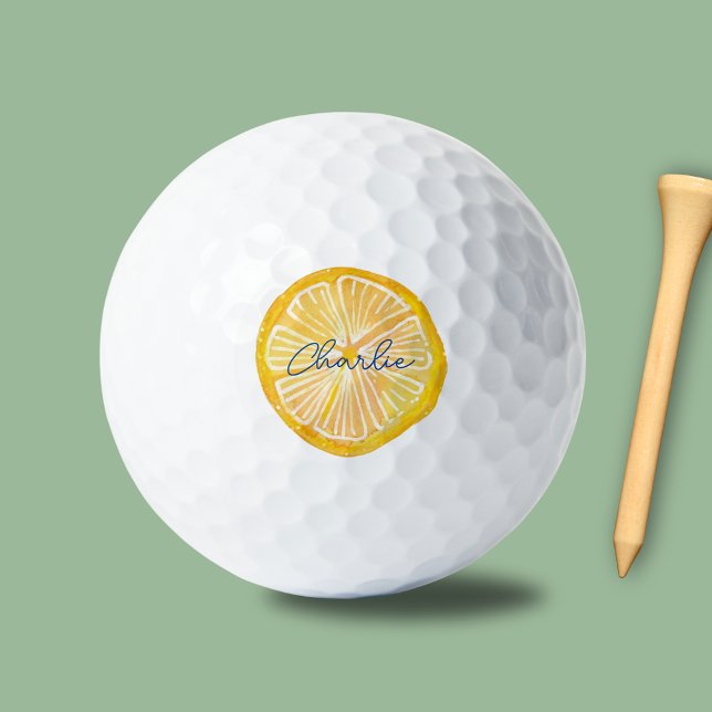 Pelotas De Golf Fruta de limón de cítricos (Lemon slice personalized golf ball)