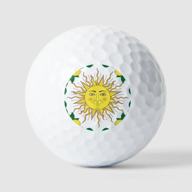 Pelotas De Golf Frutas de limón tropical, cara de sol. (Anverso)