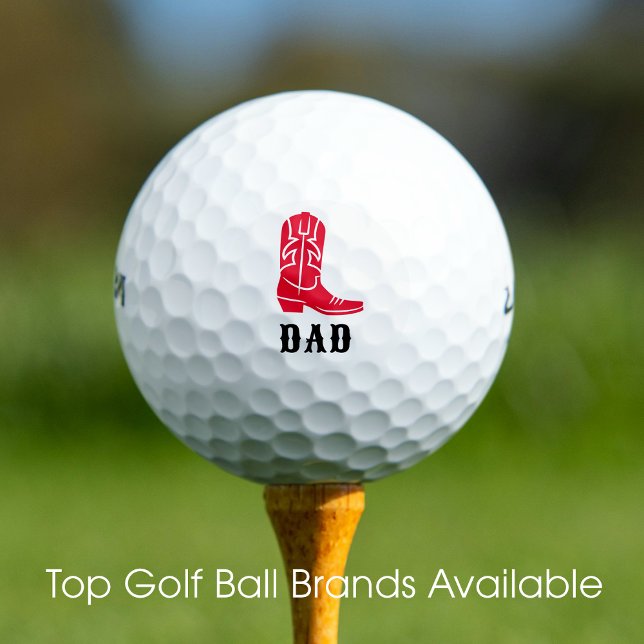 Pelotas De Golf Fun Cowboy Boot Personalizado Monogramado Rojo (Subido por el creador)