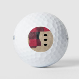Pelotas De Golf Fun Farmhouse Burlap Snowman Plaid Scarf & Button