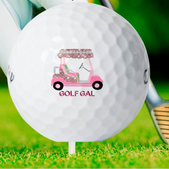 Pelotas De Golf Fun Glitz Glam Rosa Gold Diamond Cart Golf (Subido por el creador)
