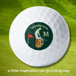 Pelotas De Golf Fun Inspirational 19th Hole Beer Monogram 