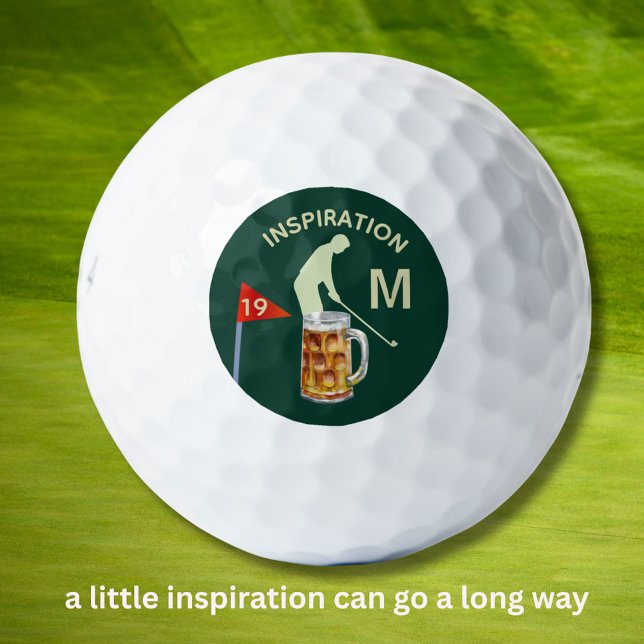 Pelotas De Golf Fun Inspirational 19th Hole Beer Monogram  (Subido por el creador)