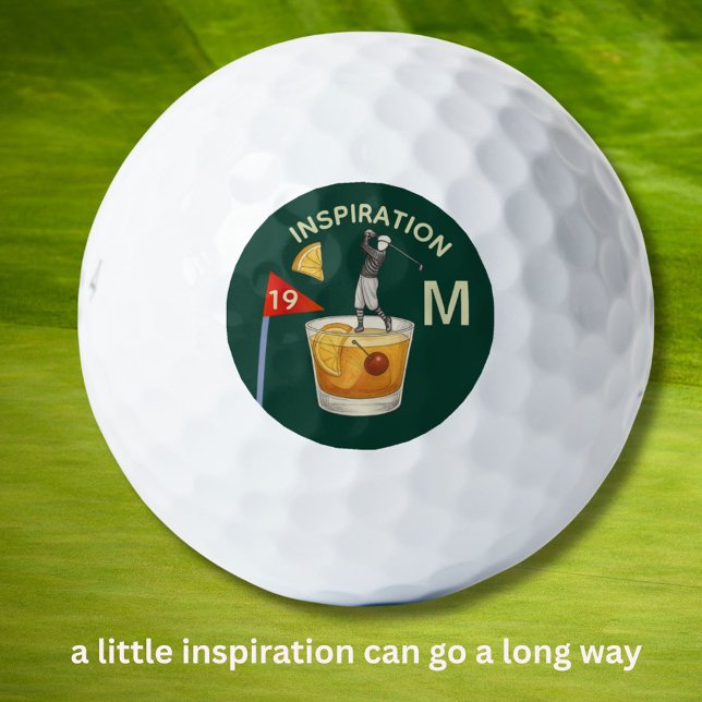 Pelotas De Golf Fun Inspirational 19th Hole Cocktail Monogram  (Subido por el creador)