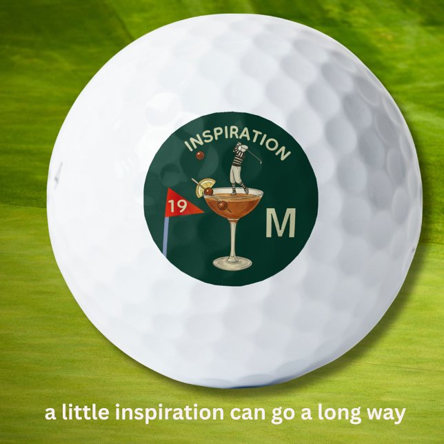 Pelotas De Golf Fun Inspirational 19th Hole Cocktail Monogram  (Subido por el creador)
