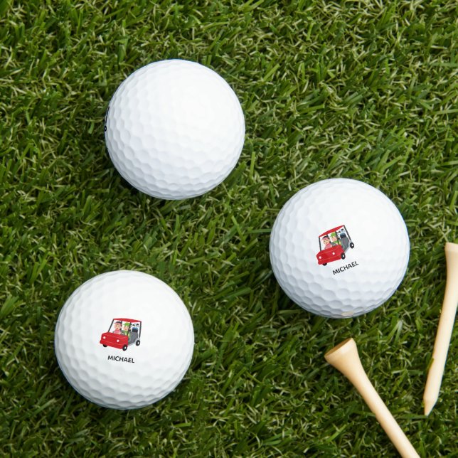 Pelotas De Golf Fun Unique  Cart Monogram Name Golf Balls (Césped in situ)