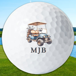 Pelotas De Golf Fun Unique Golfer Cart Custom 3 Initial Monogram