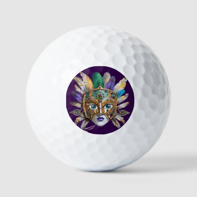 Pelotas De Golf Fúnela de Mardi Gras y máscara Metalizado (Anverso)