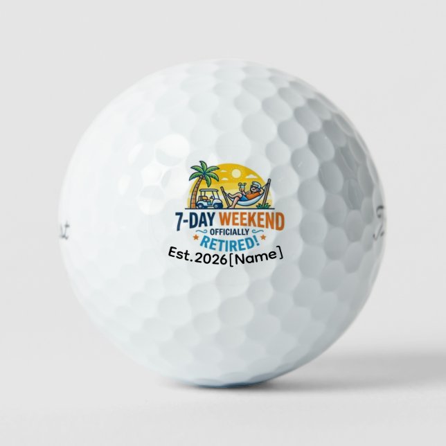 Pelotas De Golf Funny 7-Day Weekend Officially Retired Golf Ball (Anverso)