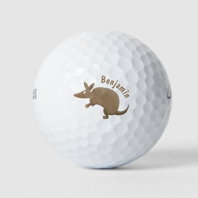 Pelotas De Golf Funny armadillo feliz personalizado ilustracion (Anverso)