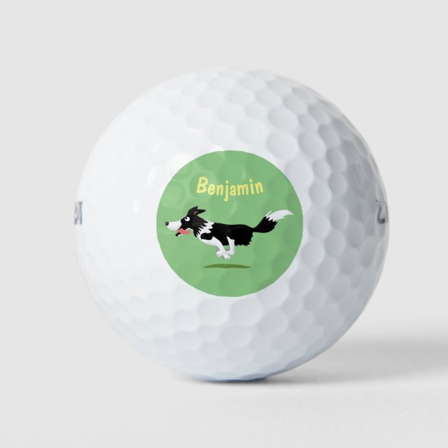 Pelotas De Golf Funny Border Collie perro corriendo personalizado (Anverso)