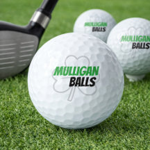 Funny Mulligan Balls Green Irish Clover Golf Balls