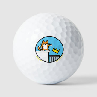 Pelotas De Golf Funny No Kings Cat Cartoon on Golf Balls