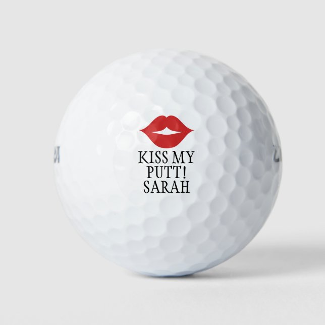 Pelotas De Golf Funny Personalizado besarme con los labios rojos (Anverso)