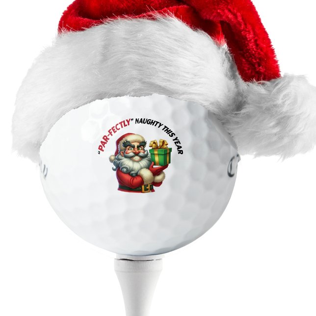 Pelotas De Golf Funny Santa Holiday (Funny Christmas golf ball gift with ‘Par-fectly Naughty This Year’ design – perfect holiday gag gift)