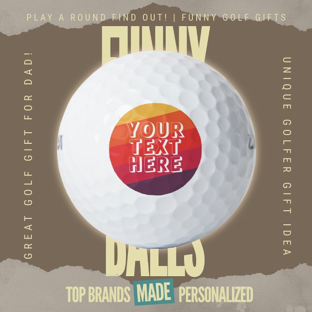 Pelotas De Golf Funny Scramble Golf Dad Retro Sunset Add Text (Custom Funny Golf Ball Gifts for Business From Play A Round Find Out, "Your Text Here" Retro Sunset)
