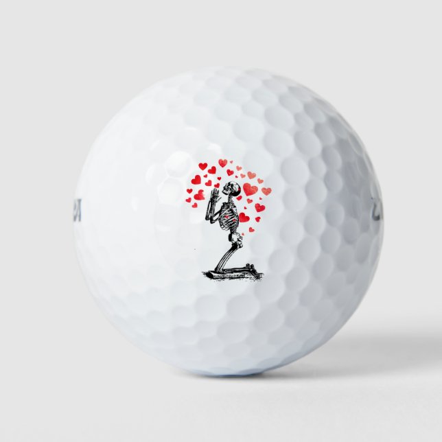 Pelotas De Golf Funny Vintage Skeleton Love Hearts (Anverso)