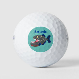 Pelotas De Golf Furioso ilustracion personalizado de piranha