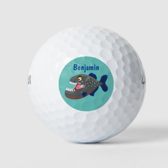 Pelotas De Golf Furioso ilustracion personalizado de piranha (Anverso)