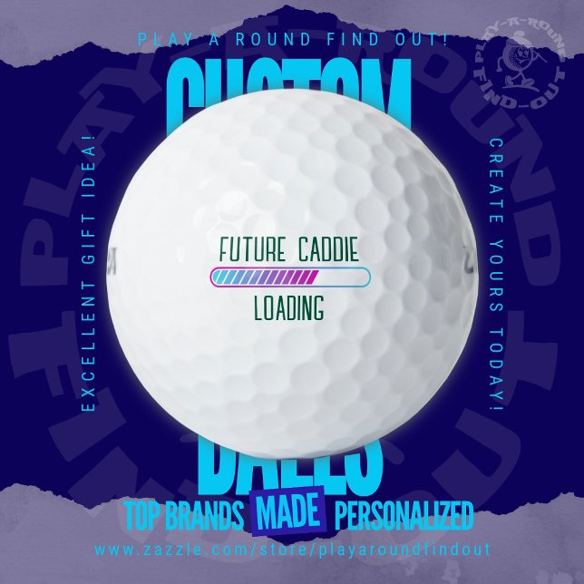 Pelotas De Golf Futuro Caddie Anuncia Embarazo del Nuevo Papá (Custom Printed Brand Name Golf Balls By PlayARoundFindOut - Zazzle's premiere golf gift shop)