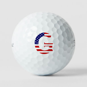 Pelotas De Golf G Monograma sobrepuesto en la bandera de EE.UU. tp