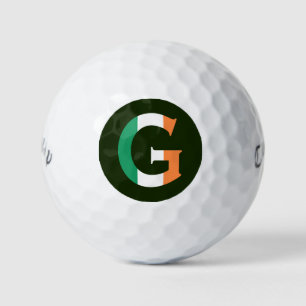 Pelotas De Golf G Monograma sobrepuesto sobre la bandera irlandesa