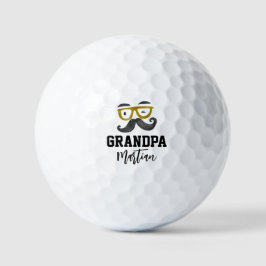 Pelotas De Golf Gafas Divertidas Amarillas Y Bigote Abuelo Persona