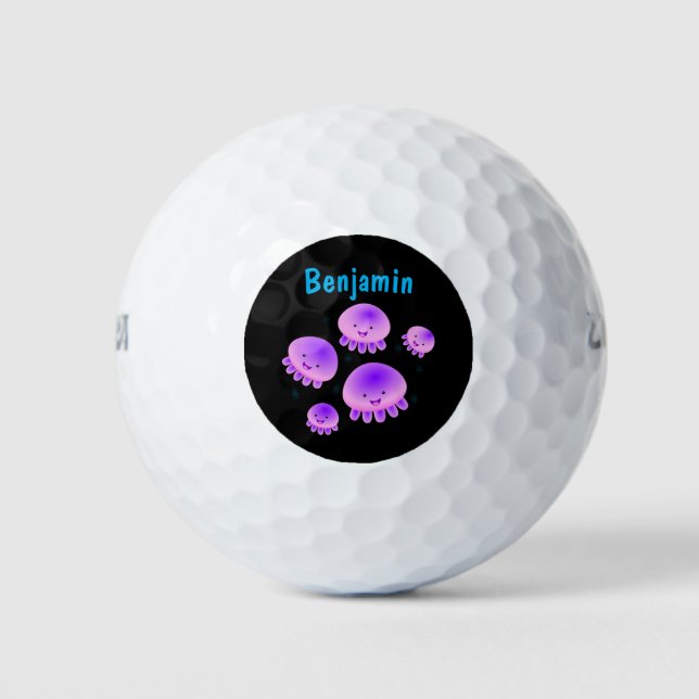 Pelotas De Golf Gallito rosa morado kawaii personalizado (Anverso)