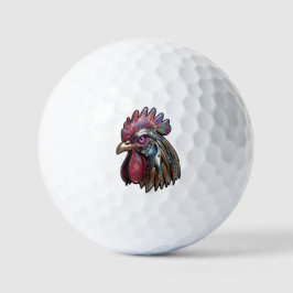 Pelotas De Golf Gallo Ciberpunk Arte Mecánico Iridescente