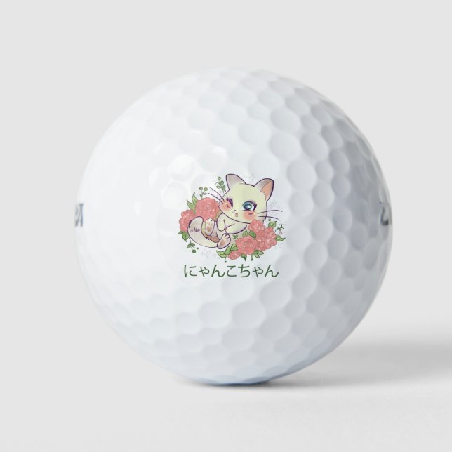 Pelotas De Golf Gatito blanco Kawaii (Anverso)