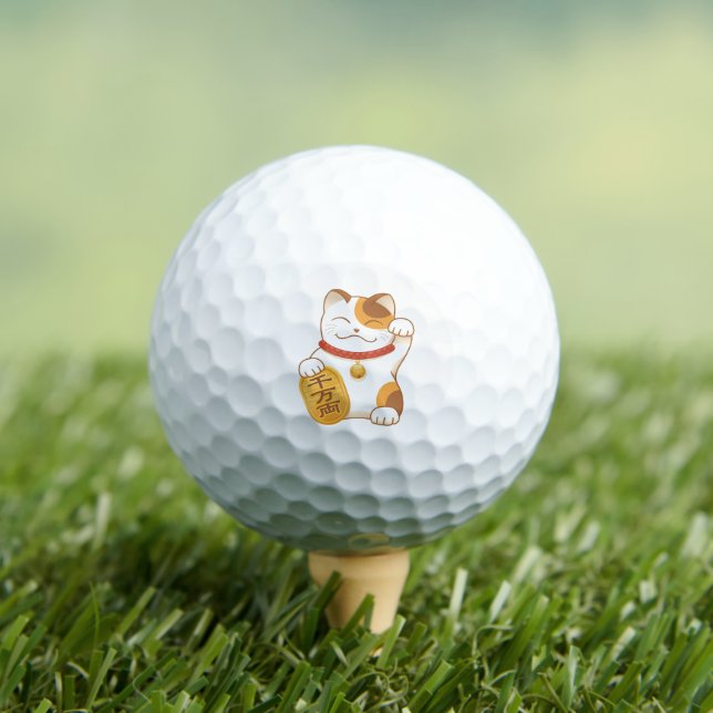 Pelotas De Golf Gato Afortunado Japonés, Maneki Neko Buena Fortuna (Camiseta in situ)