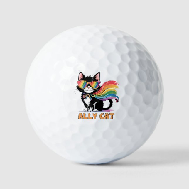 Pelotas De Golf Gato Ally - Gato arcoiris Orgullo LGBTQ (Anverso)