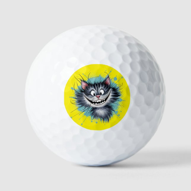 Pelotas De Golf Gato con una sonrisa. (Anverso)