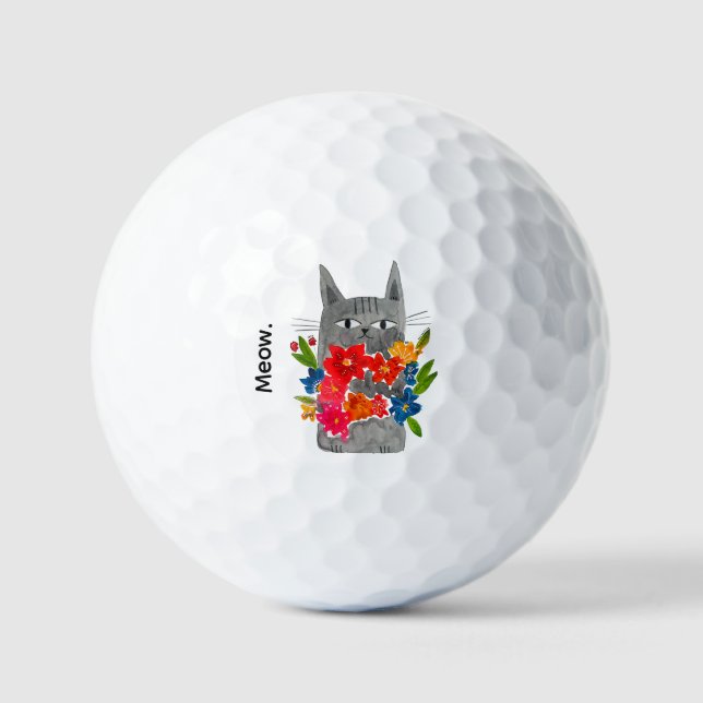 Pelotas De Golf Gato de flores (Anverso)