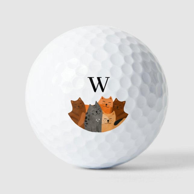 Pelotas De Golf Gato de monograma lindo  (Anverso)