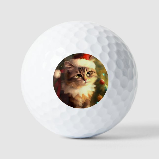Pelotas De Golf Gato de navidades (4) (Anverso)