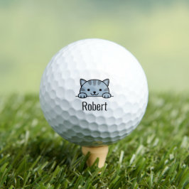 Pelotas De Golf Gato de tabla gris buscando por encima del nombre
