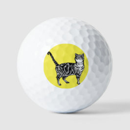 Pelotas De Golf Gato de tabletas Gats Black White Watercolor Padre
