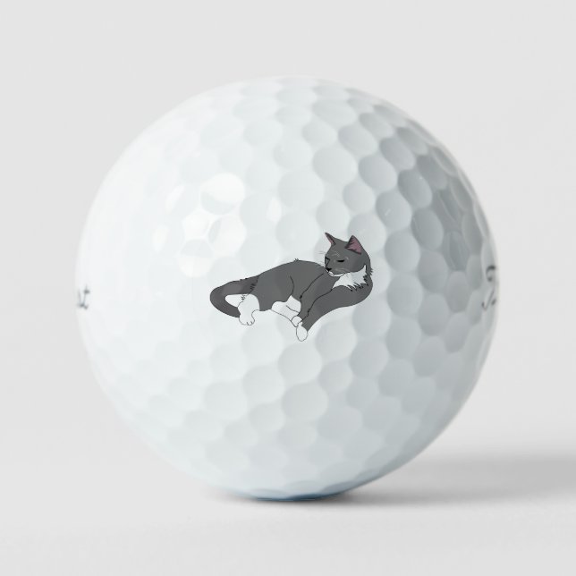 Pelotas De Golf Gato de Tuxedo Gris y Blanco (Anverso)