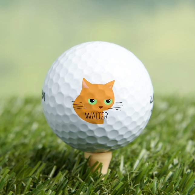 Pelotas De Golf Gato naranja con nombre personalizado gato gracios (Camiseta in situ)