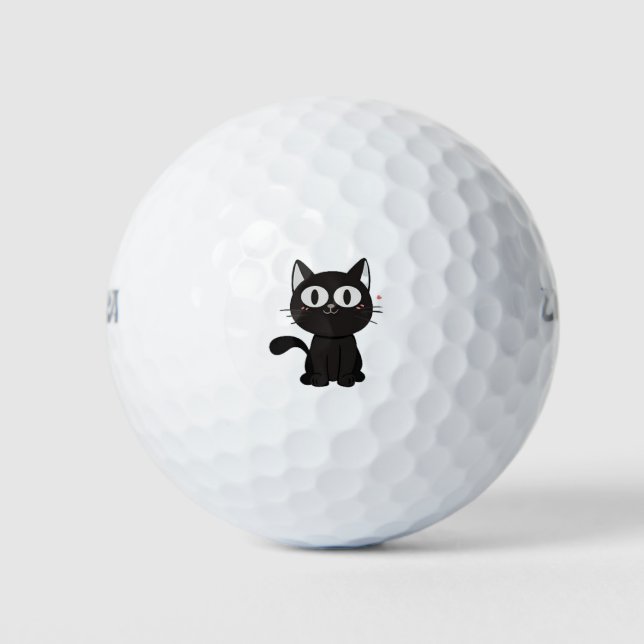 Pelotas De Golf gato negro con imagen de ojos grandes (Anverso)