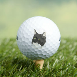 Pelotas De Golf Gato negro y blanco