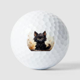 Pelotas De Golf Gato negro y flores