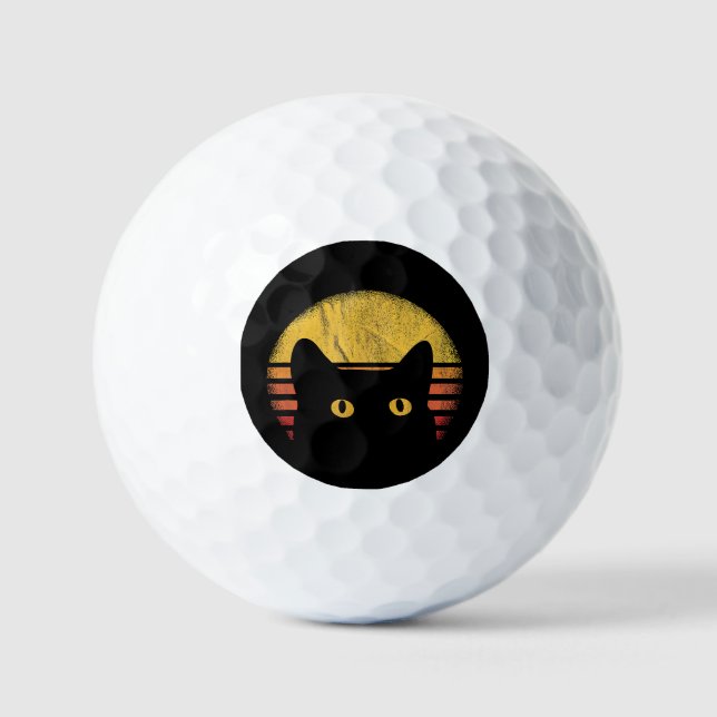 Pelotas De Golf Gato Retro Vintage (Anverso)